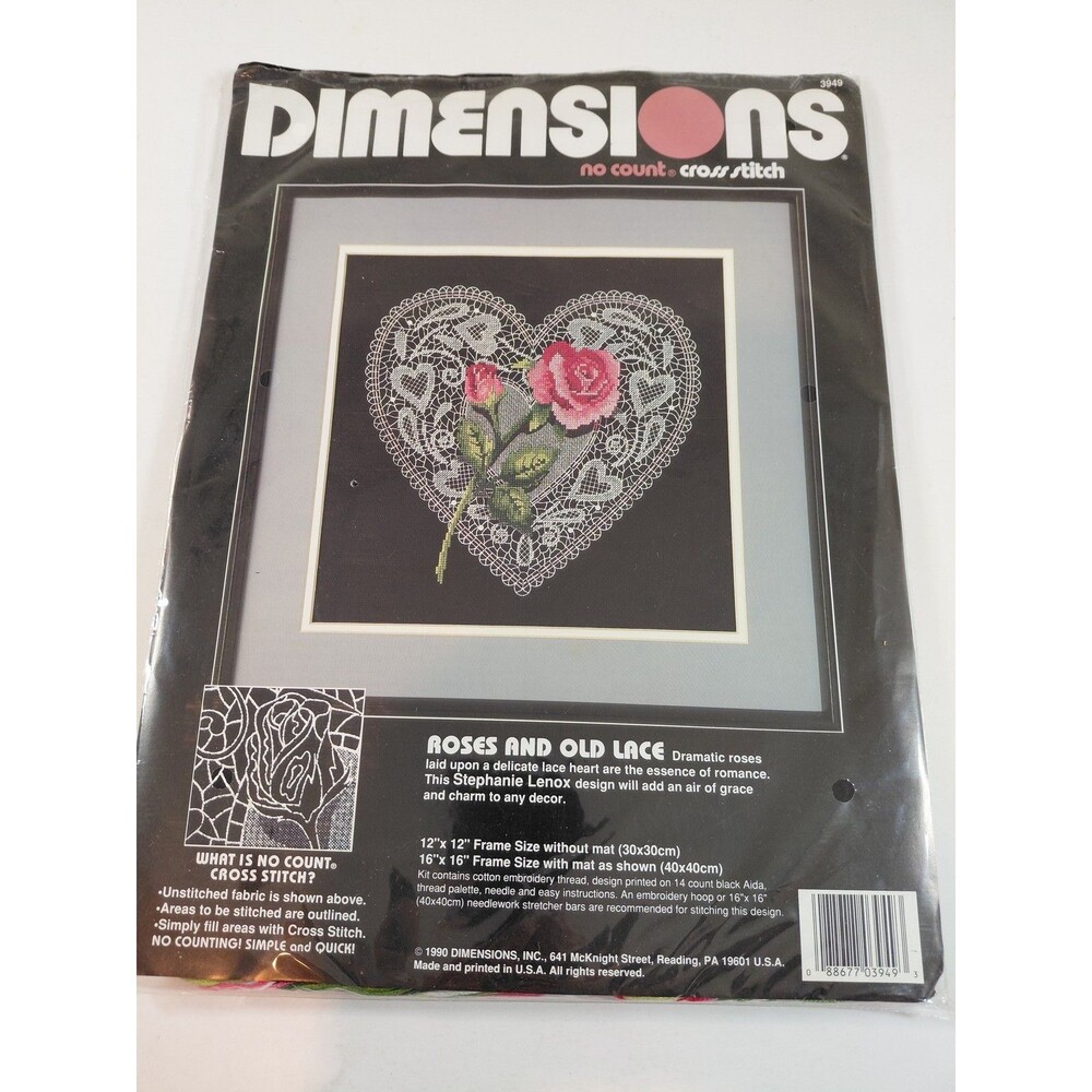 Vintage Dimensions No Count Cross Stitch Kit 3949 Roses & Old Lace 16"x16"